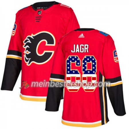 Calgary Flames Jaromir Jagr 68 Adidas 2017-2018 Rot USA Flag Fashion Trikot Authentic - Herren